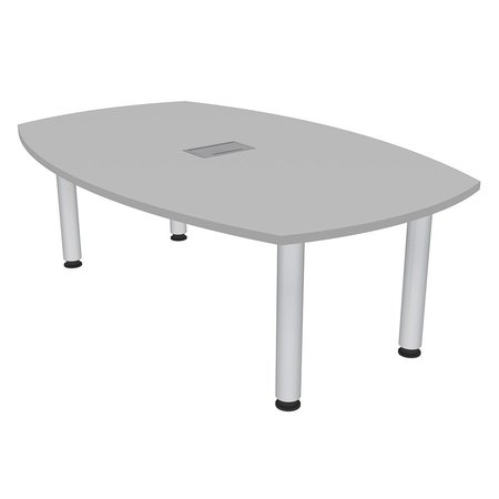SKUTCHI DESIGNS 6 Person Arc Boat Table Silver Post Legs, Power Data Module, 4x6 Meeting Table, Light Gray H-ABOT-46X72-PT-01-EL